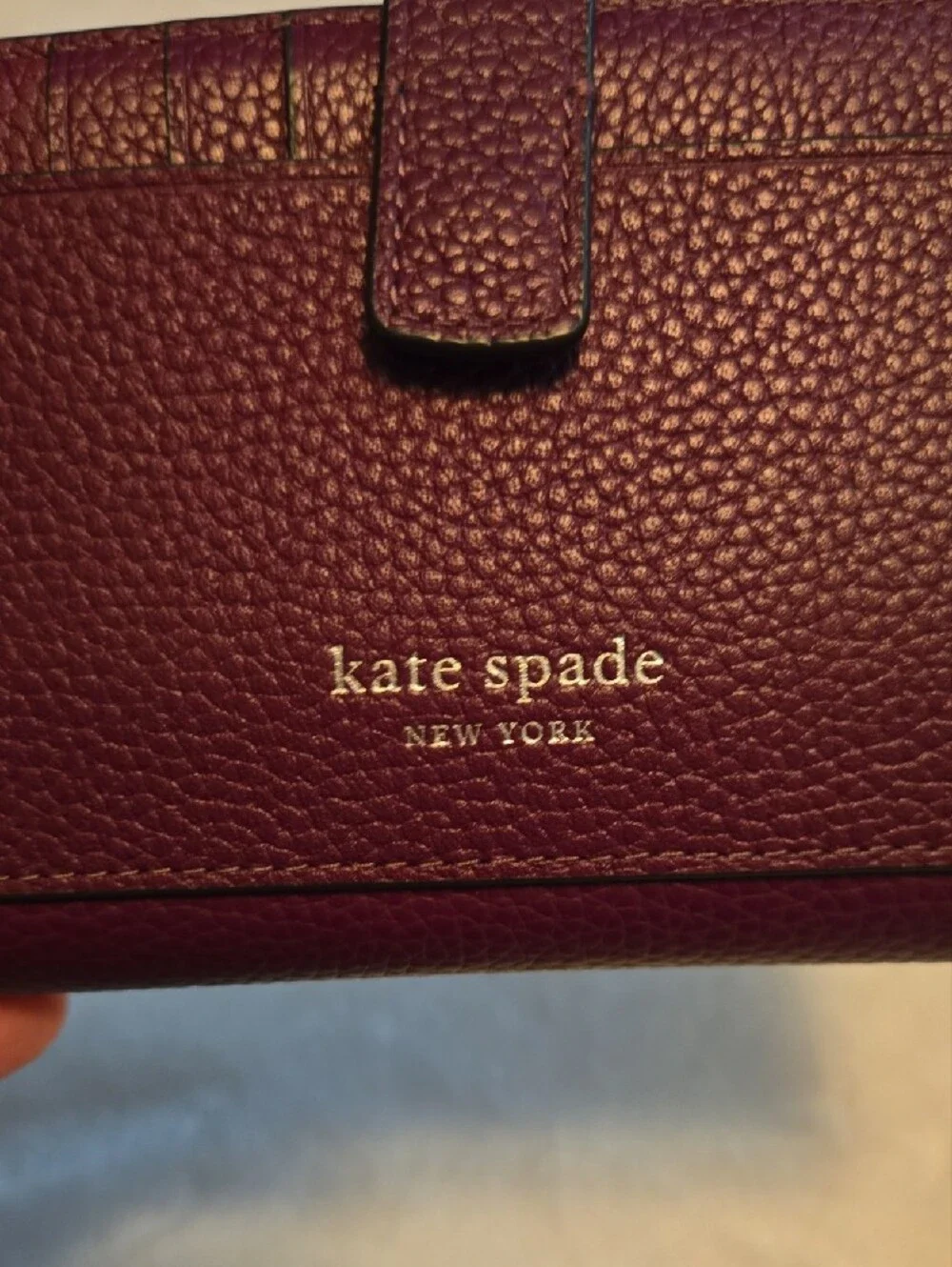 kate spade Plum Pebbled Leather Snap Wallet